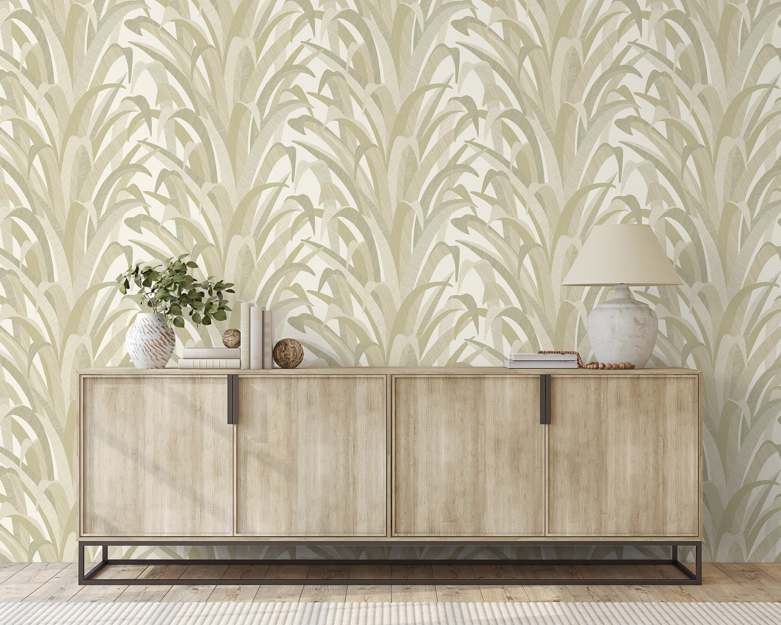 Grandeco Cumaru Olivine Light Green Wallpaper Roll 10m x 53cm